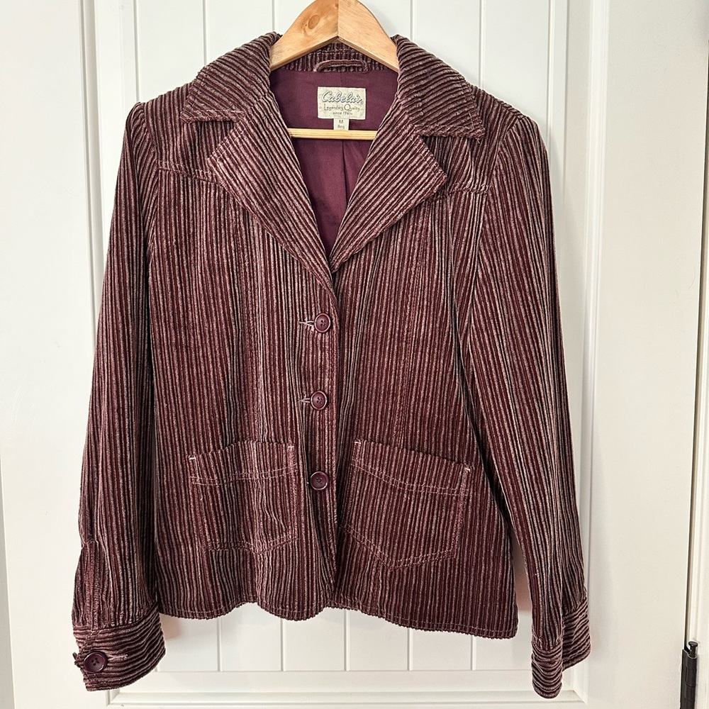 Cabela’s Blazer Jacket Wine ribbed cotton women’s size medium